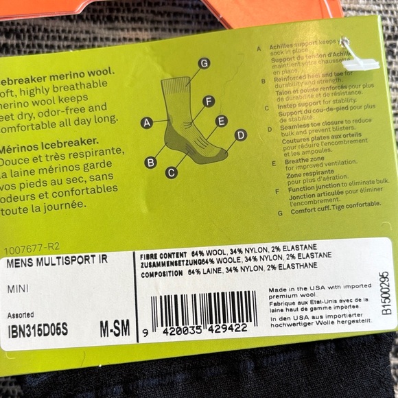 Icebreaker Merino Hike Socks - Black and Gray - Picture 3 of 3